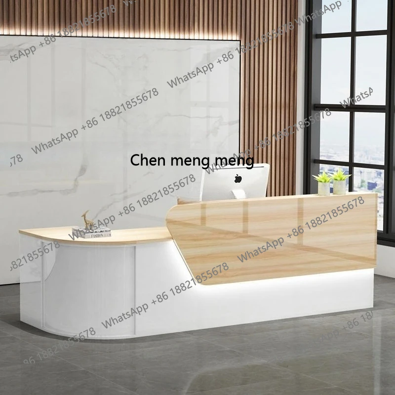 X Checkout page Simple and modern, small counter table curved rounded corners, reception desk