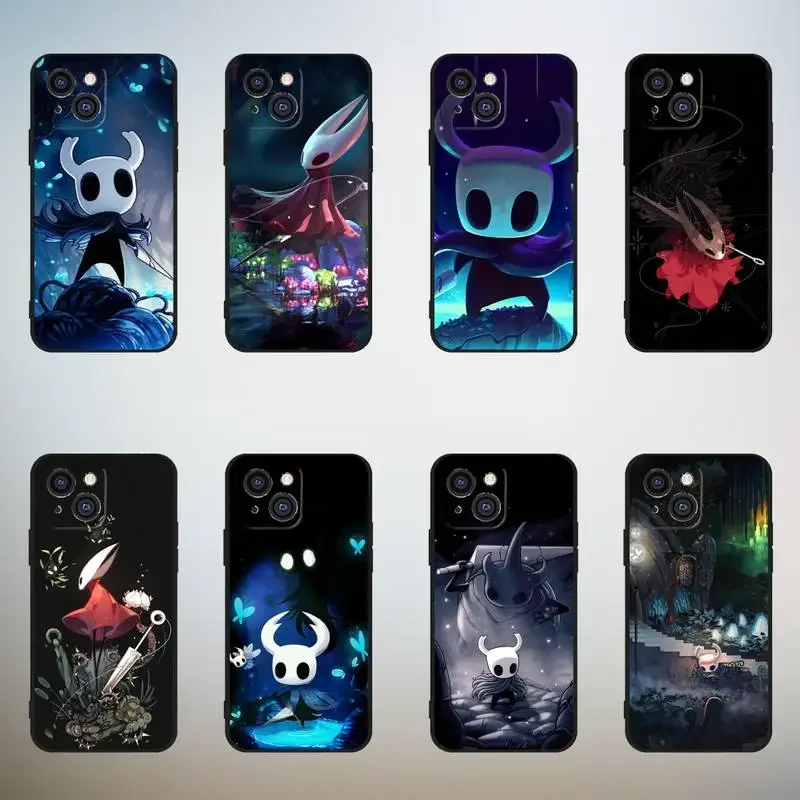 H-Hollow Knight Game Art Phone Case For iPhone 11 12 Mini 13 14 15 PRO XS MAX X XR 6 7 8 Plus Black Shell