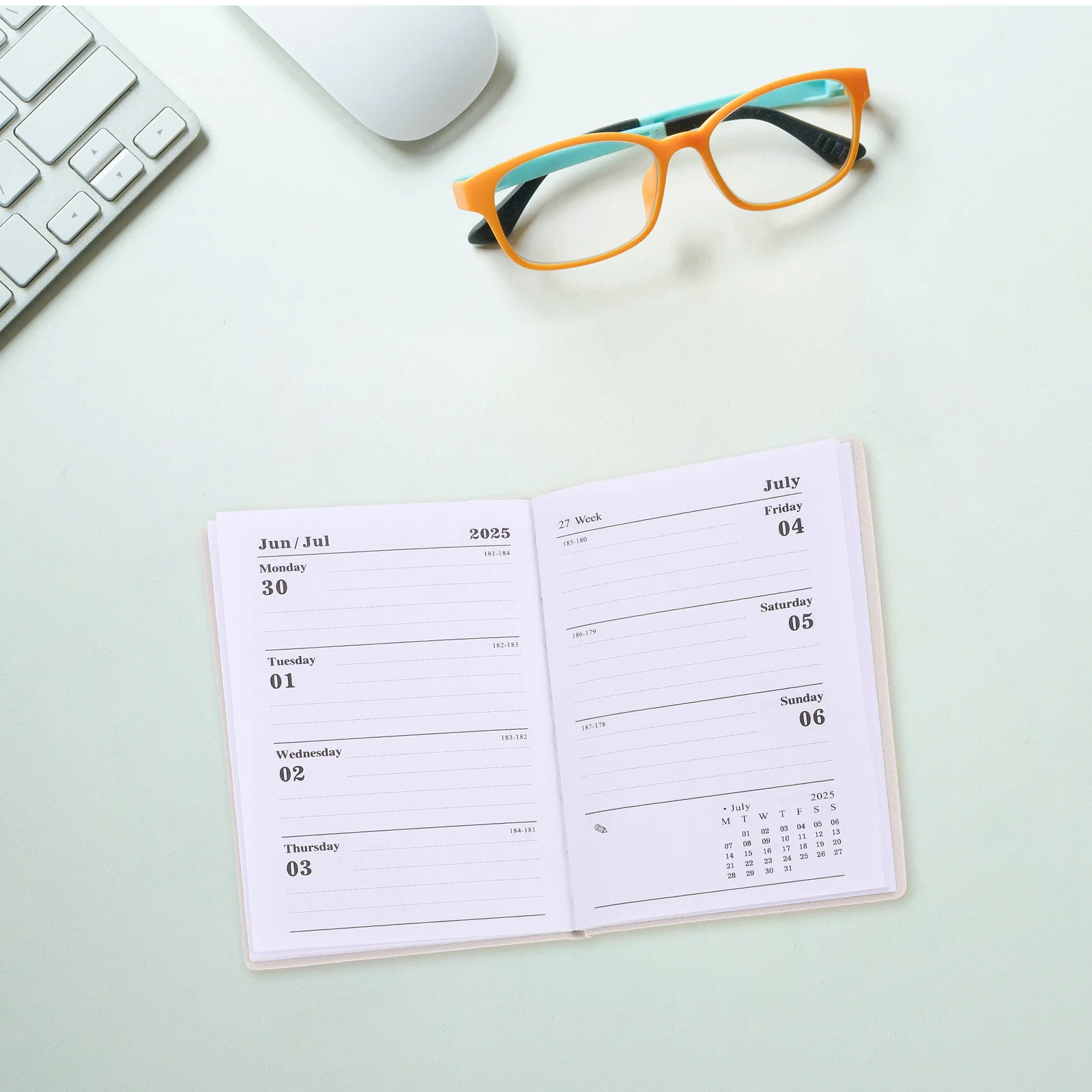 

2025 Mini Home School Essentials Pocket Planner Hardcover Grid Calendar Book Note Monthly