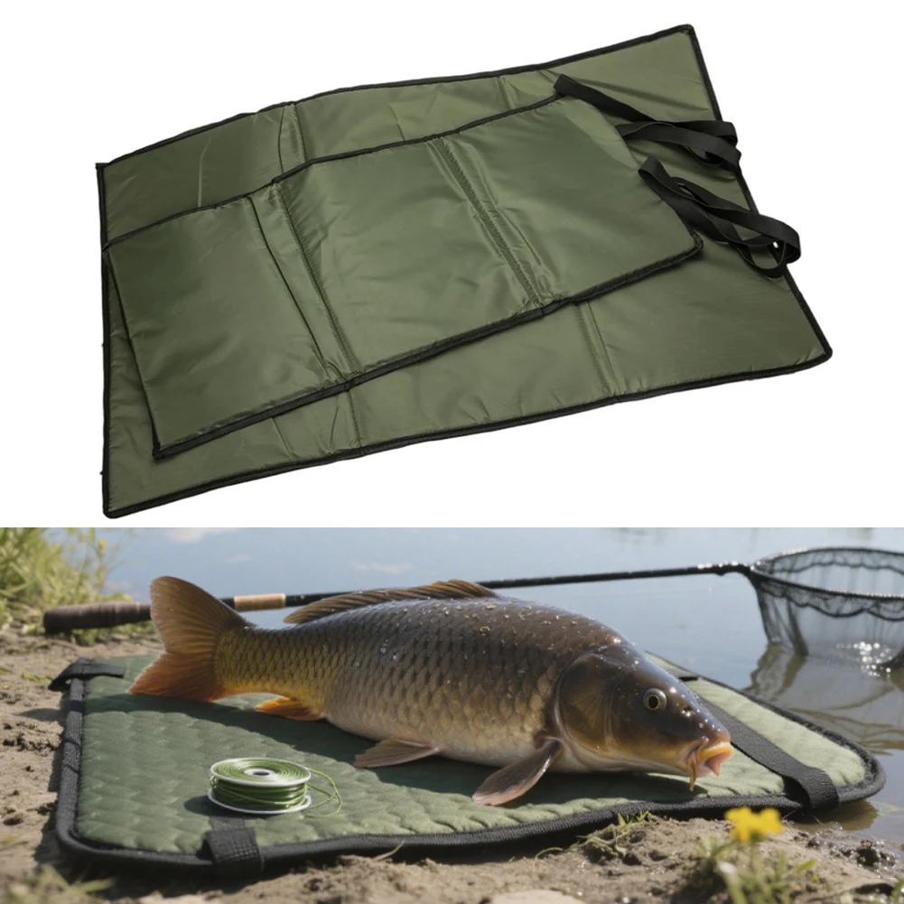 

3-слойная складная подушка для ловли карпа с ремнями, полиэстер, жемчуг, хлопок, материал, размер 80 x 35 см