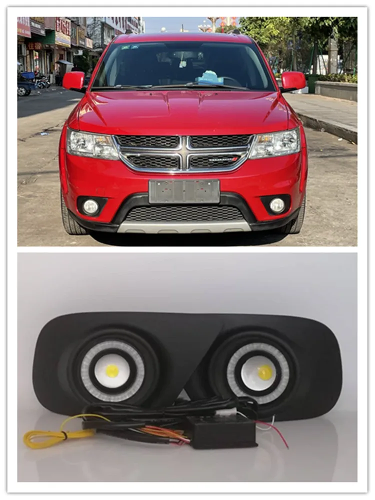 LED Fog Light Assembly For Dodge Journey 2015 2016 2017 2018 2019 2020 2021 Front Bumper Fog lamp Replacement Angel Eye Daylight