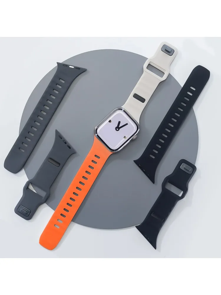 Silikon-Sportarmband für Apple Watch Ultra 3/2 49mm 42 44 38 40 41mm Zweifarbiges Verstellbares Armband für iWatch S11 10 9 8 7 6 SE3