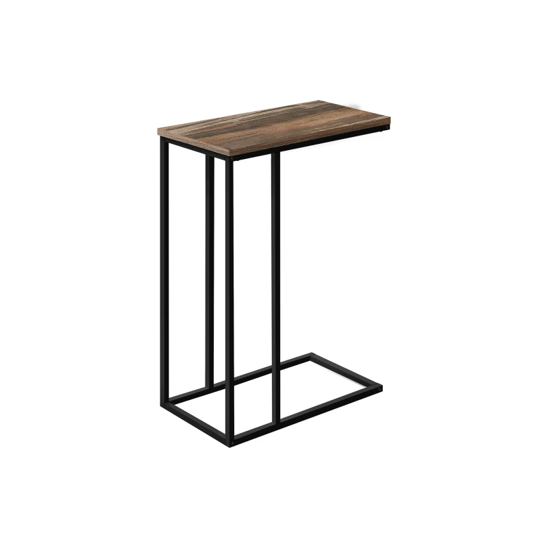 

Accent Table, C-shaped, End, Side, Snack, Living Room, Bedroom, Brown Laminate, Black Metal, Contemporary, Modern