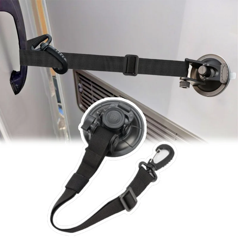 2pcs Caravan Door Retainer Strong Nylon Adjustable Strap Locking Suction Cup Windproof Stopper For Camper Vans Caravan Motorhome