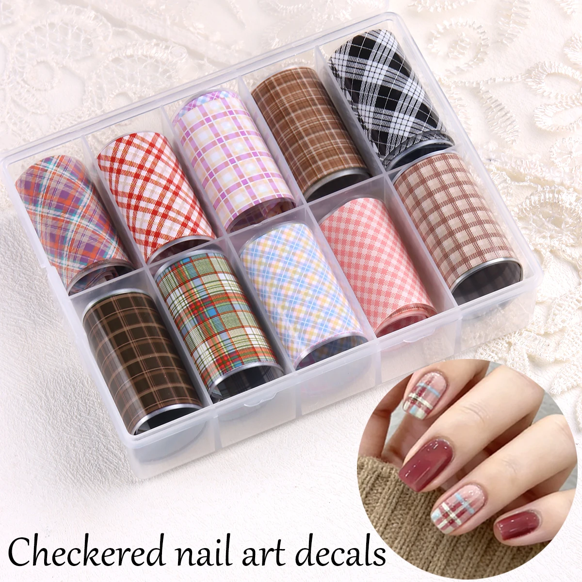 Pink Houndstooth Nail Transfer - Nail Art Leopard 评论和价格