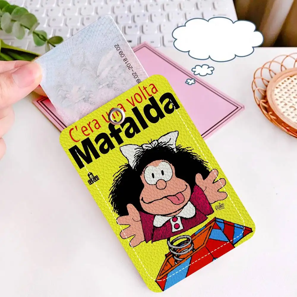 M-Mafalda Gir Holder Keychain With Keychain for Access Card Bus Pass & Card Credit ID Bank Card Protective Case