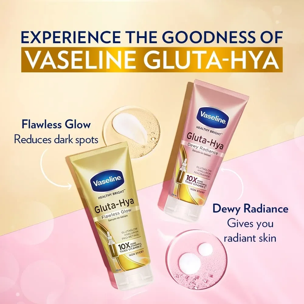 Vaseline G Pueb-Hya Flawless Glow Крем для тела Сыворотка в лосьонах, усиленная с Gembalius, для видимой яркой кожи от первого использования