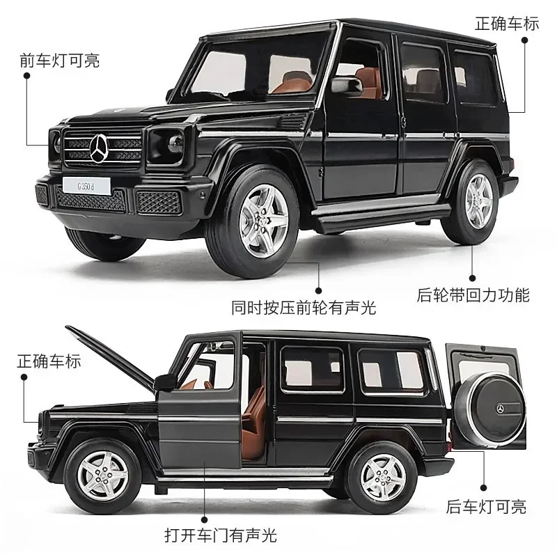 Modelo de coche de aleación mercedes-benz G350 G350D 1:32, colección de regalo con luz de sonido extraíble, modelo de juguete fundido a presión
