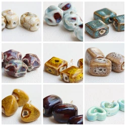 DIY Supply-4 Pieces Hand Crafted Ceramic Finding Spacer Beads - Varies Styles (G325B)