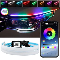 2PCS DRL Sequential Car LED Daytime Running Lights Flexible Waterproof 30CM/45CM/60CM Headlight LED Strip Turn Signal Lights 12V