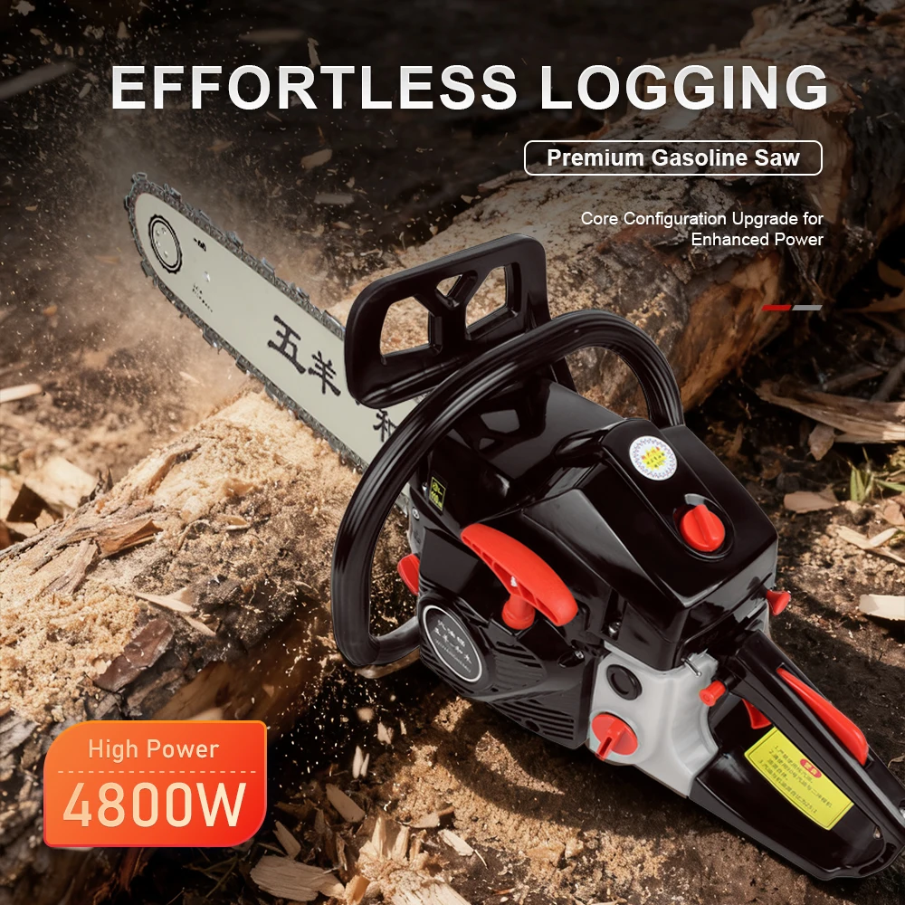 Handheld Gasoline Logging Saw Chain Saw 4800W High Power Premium Durable Gasoline Saw for Effortless Professional Logging