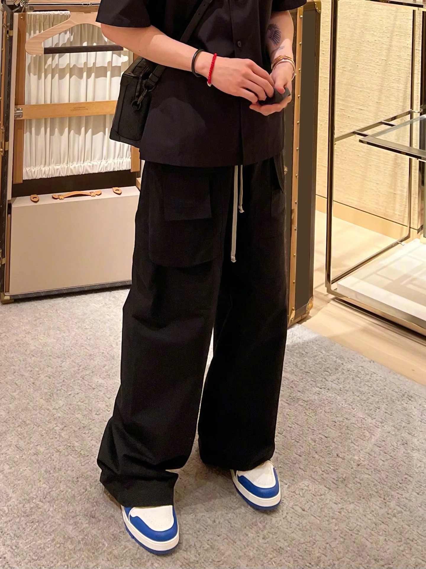 

Мужские широкие брюки с двойным кольцом на поясе, свободные, прямого кроя, в уличном стиле, модные, повседневные, длинные