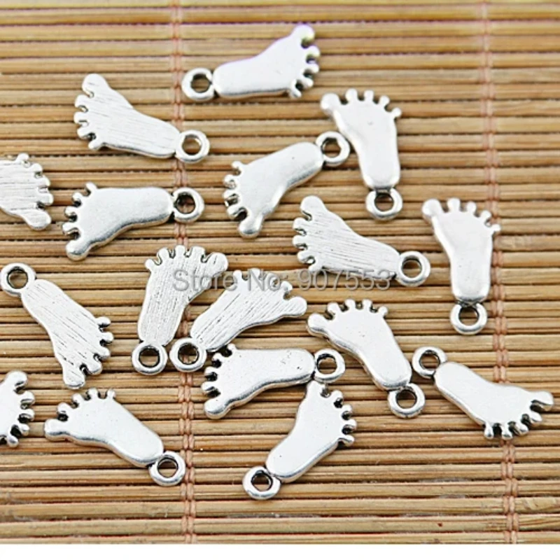 50pcs 14*8mm Tibetan Silver Sole of The Foot Charms EF1384 Charms for Jewelry Making