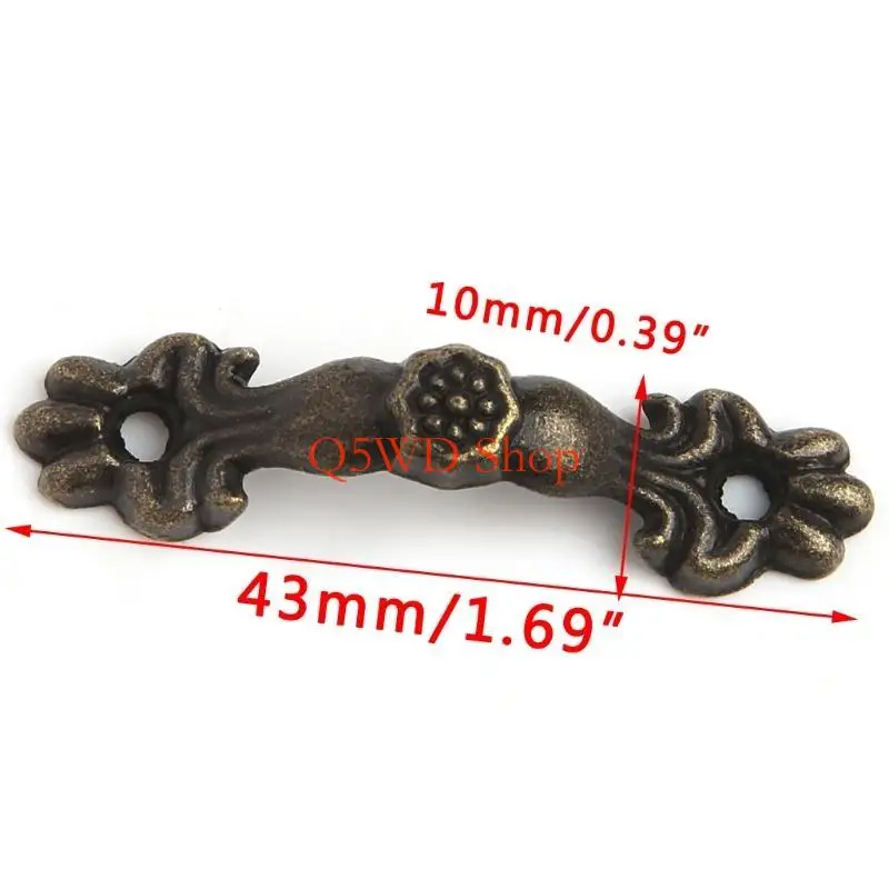 Q5WD 10 PCS 43x10mm Hộp tay cầm kẽm Knob Arch Tracery D có hộp trang sức bằng gỗ