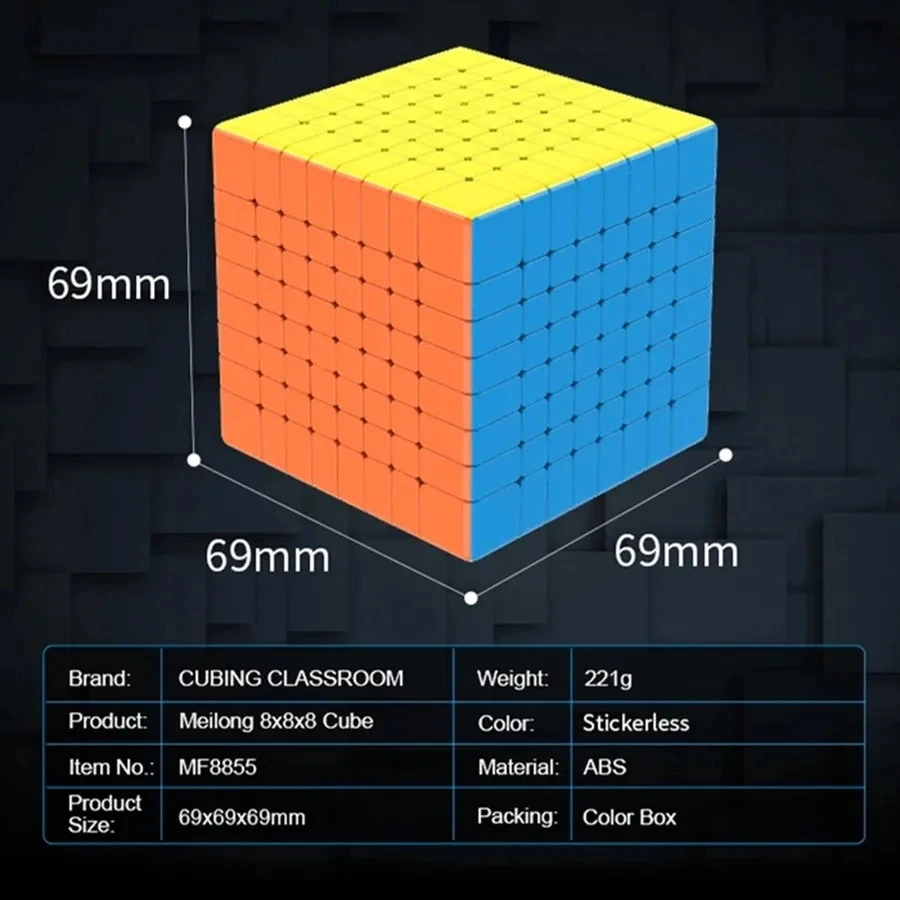 Moyu Meilong-Cube de Vitesse Magique Professionnel, Jouets Fidget Sans Autocollant, Puzzle 8x8