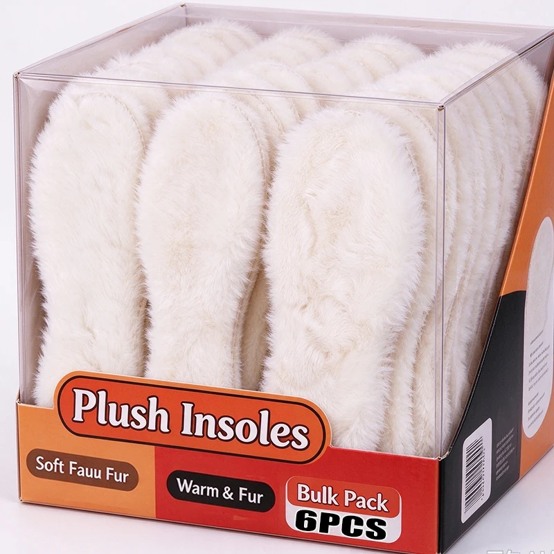 6/2Pcs Unisex Thermal Shoe Inserts Sheepskin Wool Thick Fluffy Fleece Winter Warm Foot Cushion Pads for Men Women Snow Boots