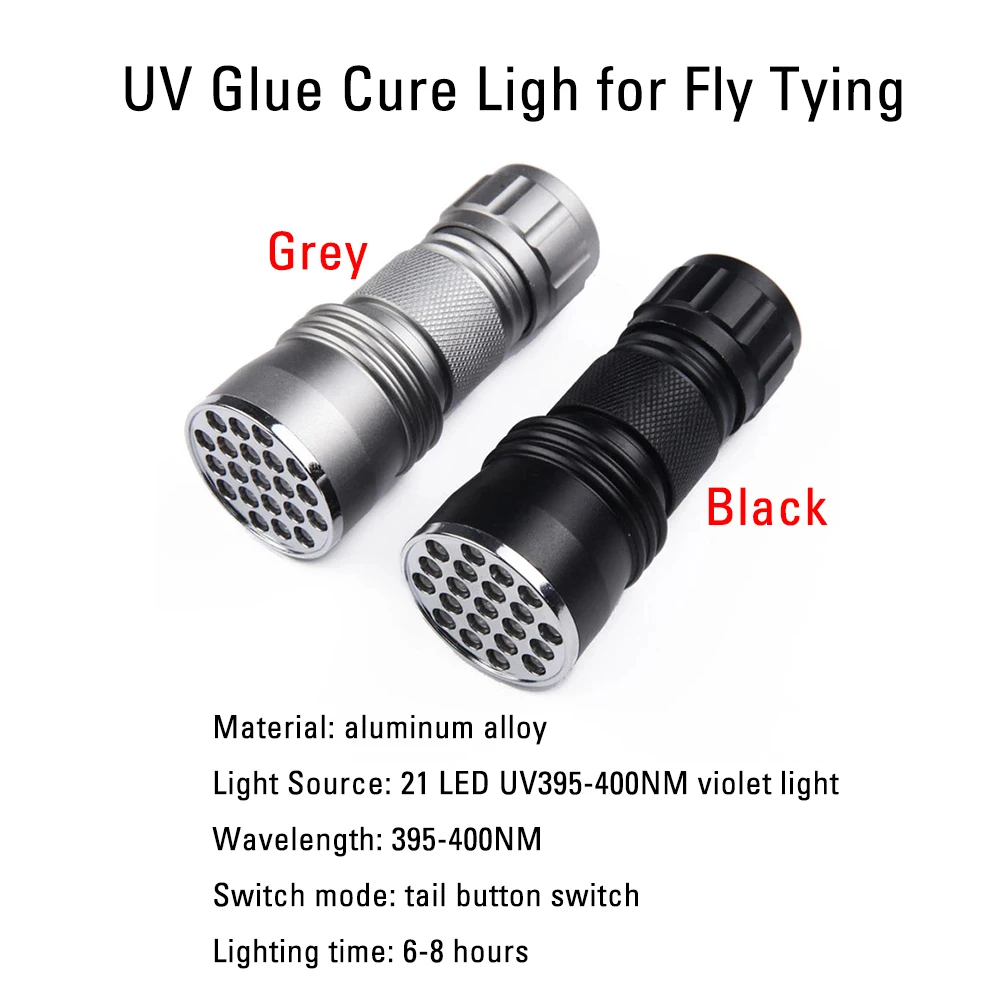 ICERIO 21LED Universal UV Glue Cure Light Torch for Fly Tying Fly Fishing Tools