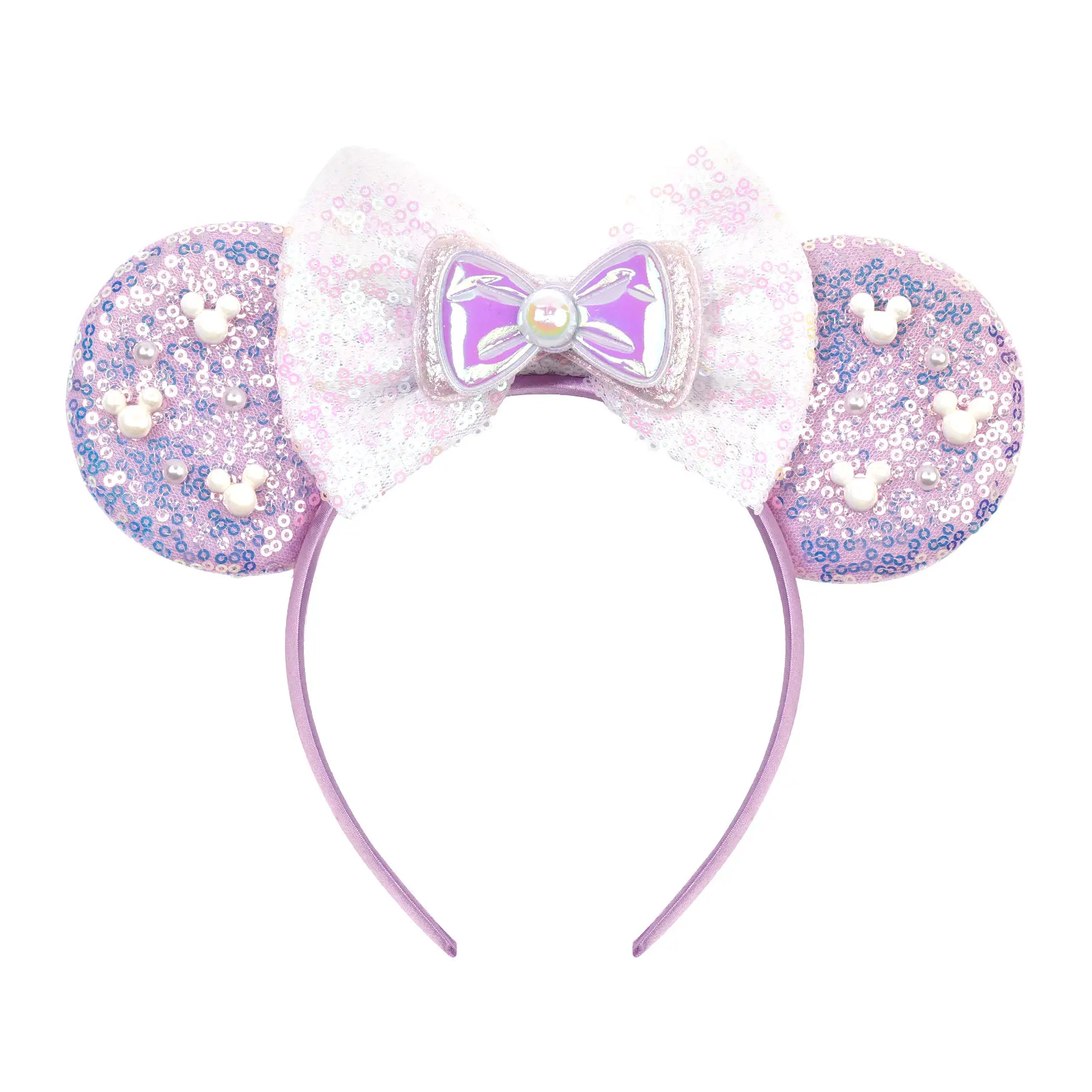 Meerjungfrauen-Mausohren-Stirnbänder, Meerjungfrauen-Serie für Damen, Party-Haaraccessoires, Charakter-Maus-Pailletten-Schleifen-Haarband, Kindergeschenke – Detail 13