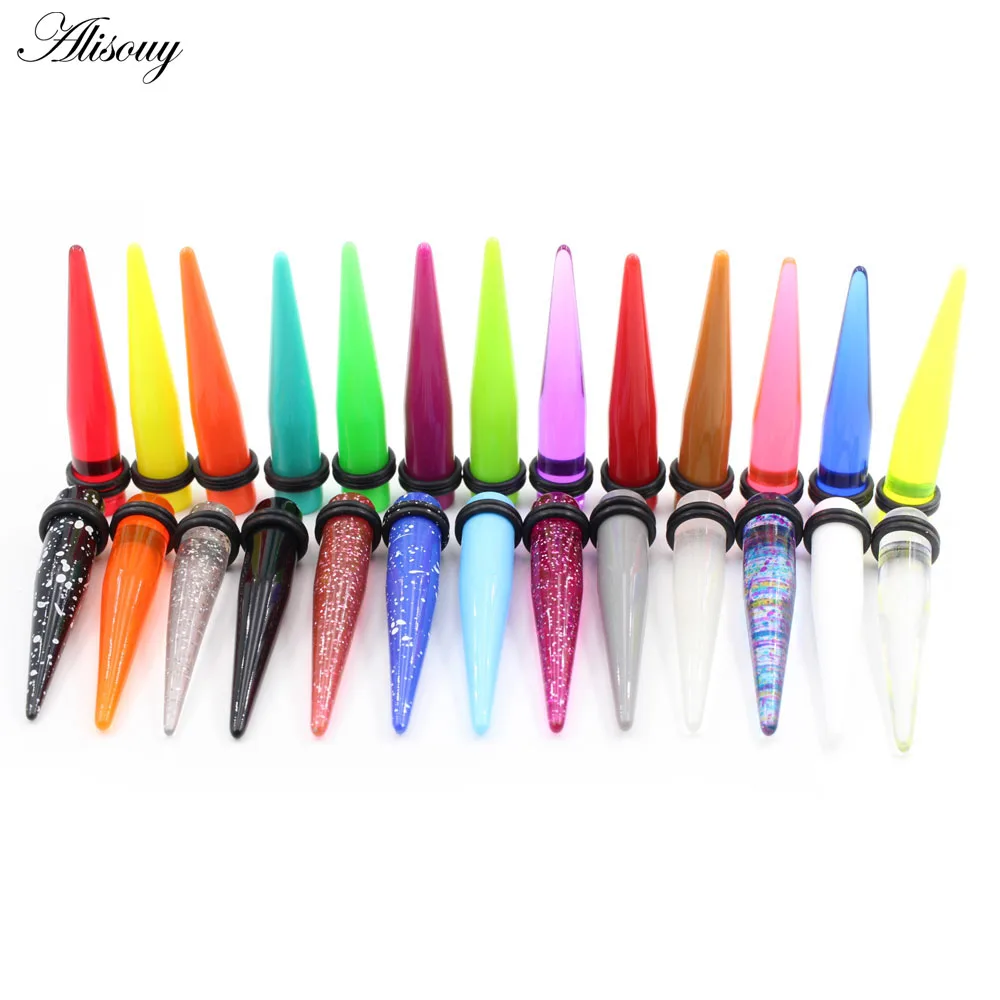 2Pieces Punk Acrylic Spike Cone Straight Ear Taper Tunnel Plug Gauge Earrings Expander Stretchers Piercing Body Jewelry