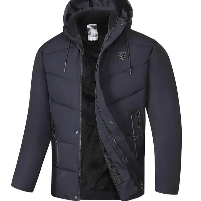 Winter Cold-Resistant Detachable Hooded Cotton-Padded Jacket for Middle-Aged And Elderly Warm Thickened Fleece Coat Medium Long