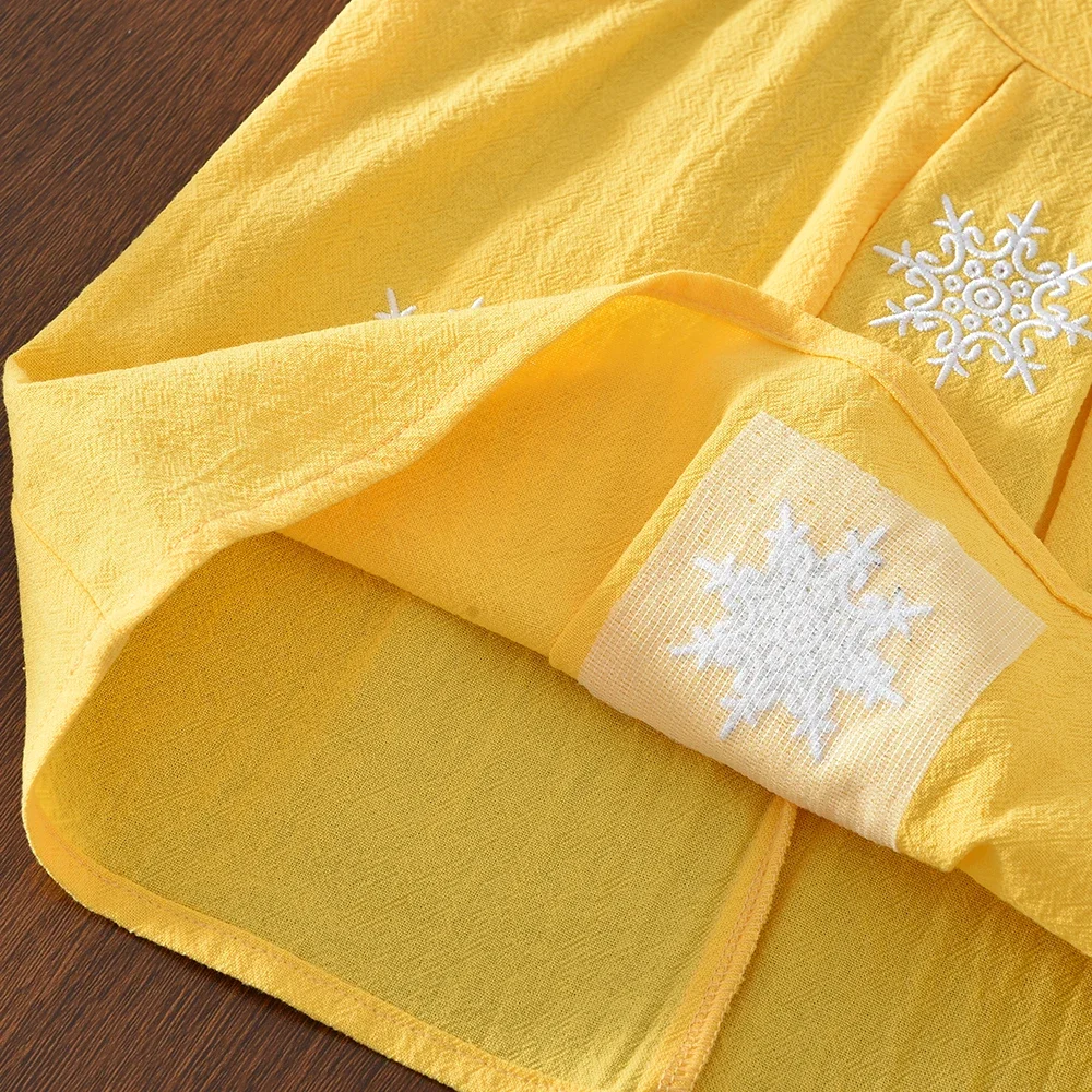 Koreanische Version Modische Blumenstickerei Kinderkleidung Mädchen-Set Gelbes Ärmelloses Neckholder-Top + Weiße Freizeithose – Detail 12