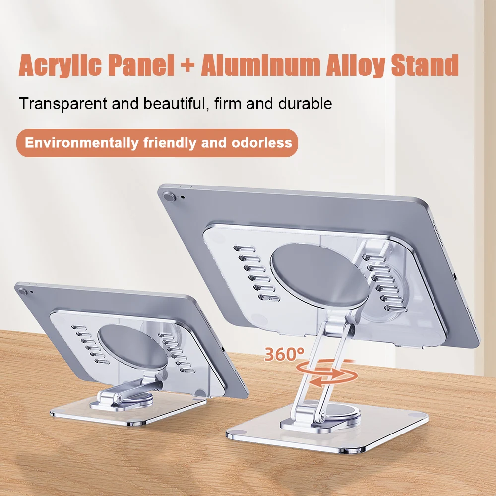 Draagbare Desktop Aluminium + Acryl Verstelbare 360 Hoek Draaien Stand Beugel Voor 7-15.6 "Monitor Ipad Houder antislip