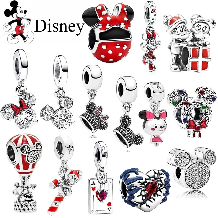

Pure silver s925 Disney DIY Christmas European Cartoon Series Mickey Mouse Pendant Silver Bracelet Women's Jewelry Gift
