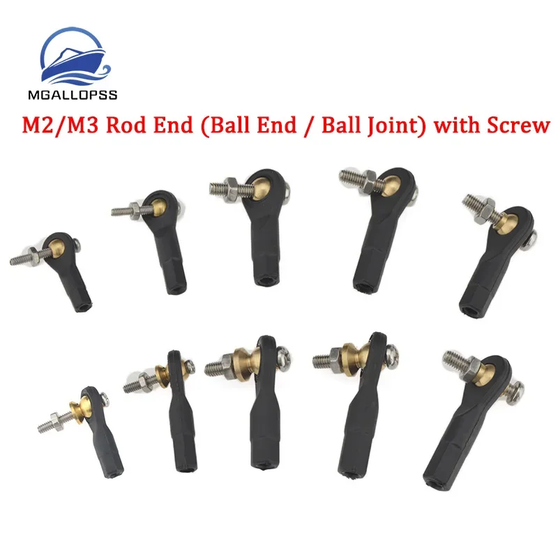 10pcs Plastic M2/M3 Rod End (Ball End / Ball Joint) with Screw for RC Boat/ Airplane/ Truck /Buggy Crawler /RC Cars for Adults