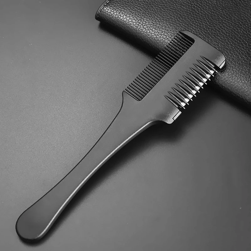 Hairdressing Comb Haircut Brush Carbon Handle Hairbrush With Razor Blade Hair Thinning Trimmer Barber Accesories Styling Tools