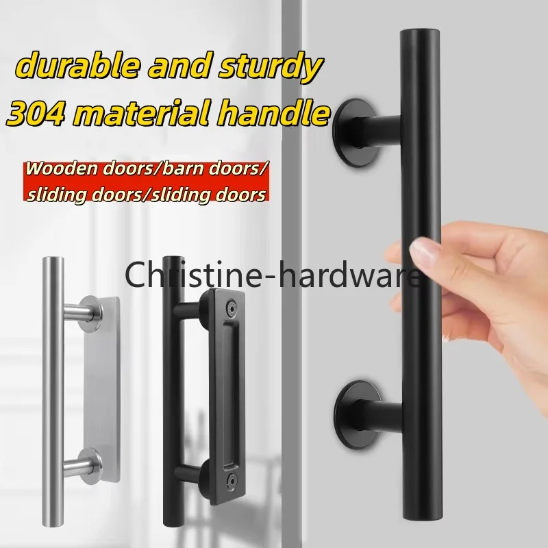 Barn Door Handle Black Circular Double Sided American Wooden Indoor Sliding Mobile Handle All Black Reinforced