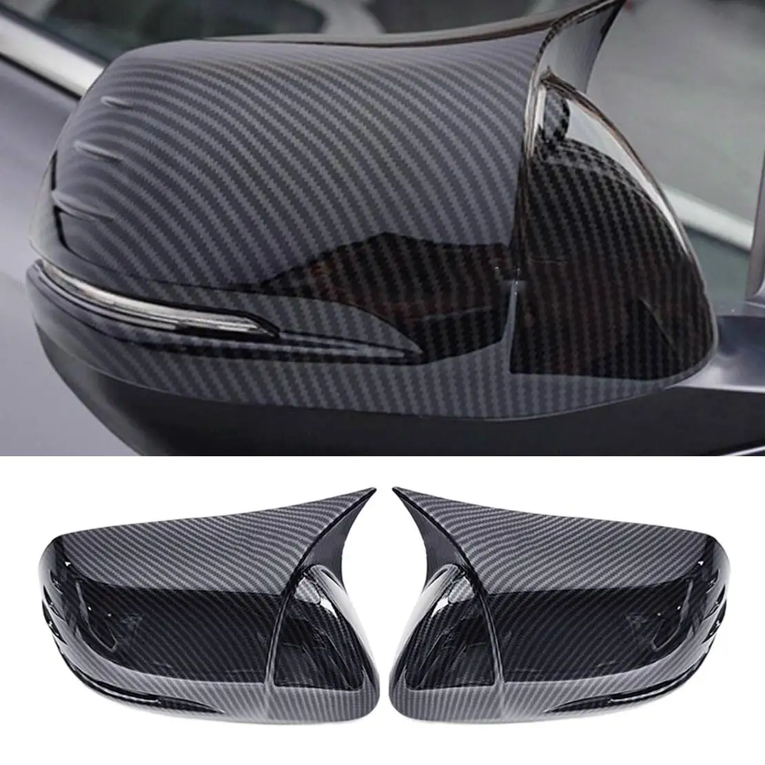 1 Pair Horn Ox Rear View Side Mirror Cover Trim Fit for Honda CR-V 2012-2016 2017 2018 2019 2020 2021 Carbon Fiber Texture ABS