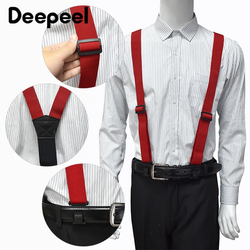 1Pc 3.5*120cm Men's Suspender Adult Elastic Strap Harness Man Braces 3 Clips Plastic Buckles Work Male Jockstrap Accessories