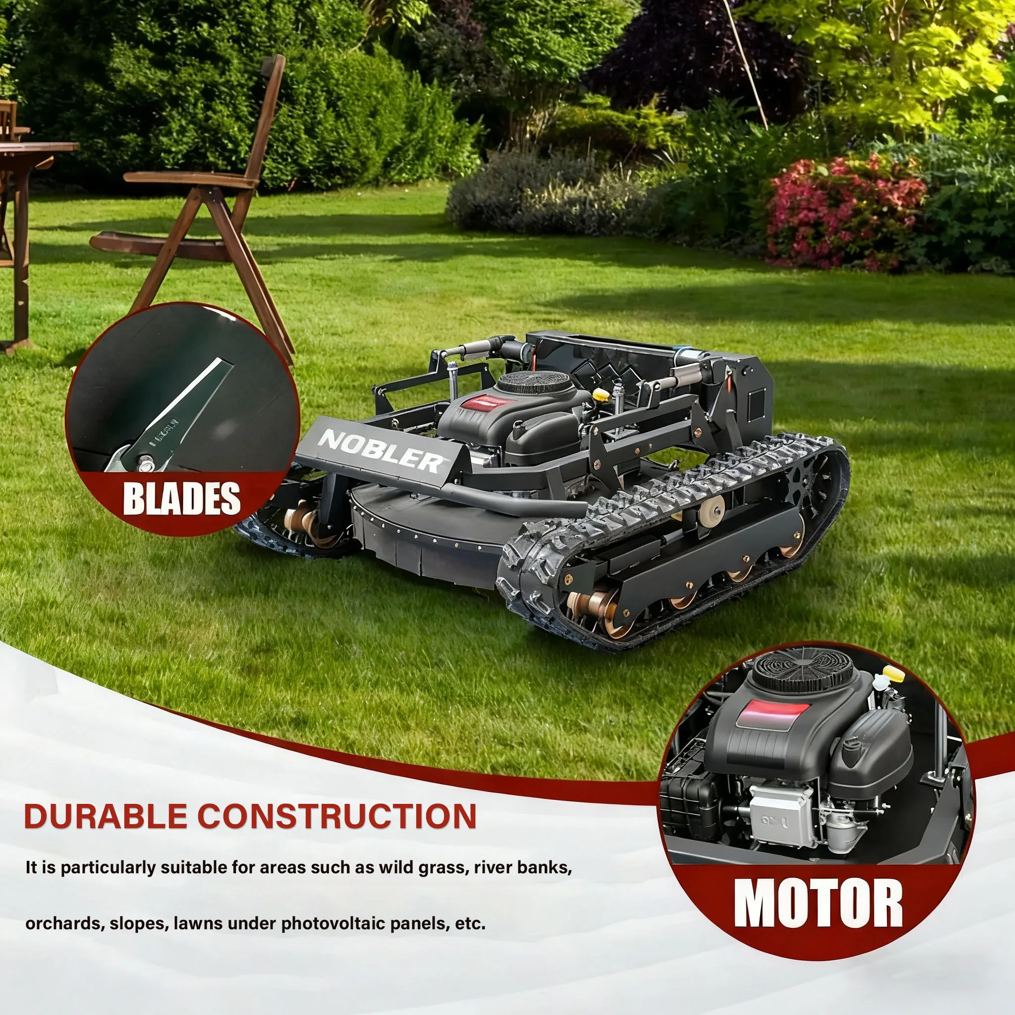 고품질 농업용 승용 잔디깎이 트랙터 전지형 산업용 및 DIY 등급 4행정 가솔린 원격 제어