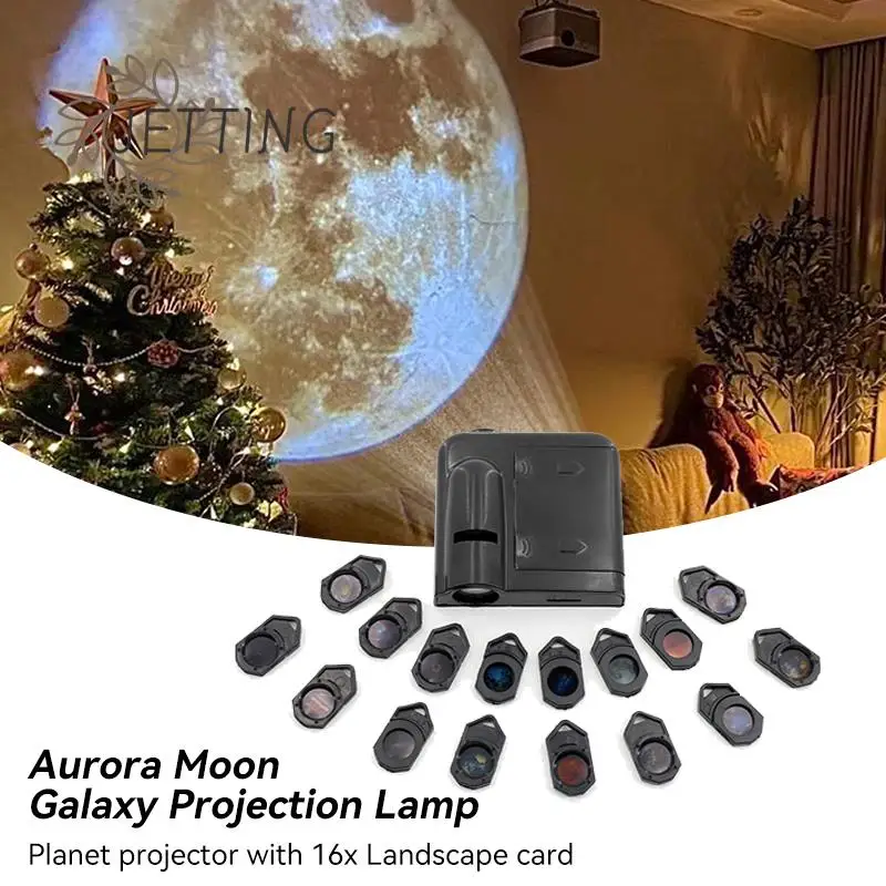 Aurora Moon Galaxy Projection Lamp Sheet Background Projector Light Pictures Reusable Festival Replacement Accessories Birthday