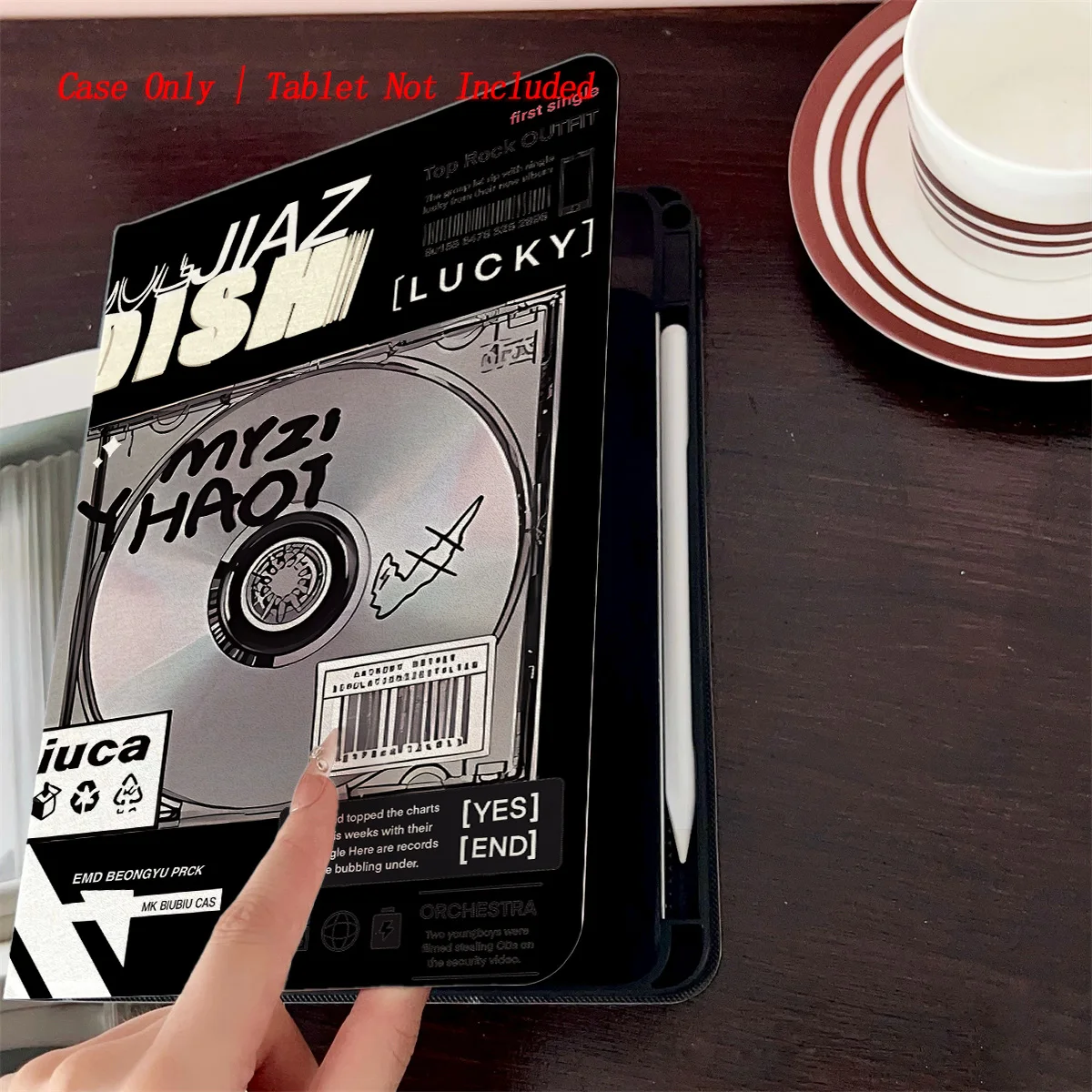 Chic Black & White Music Player Turntable Print iPad Case For Apple iPad Pro 12.9 Air 3 Mini 5 9th Gen Slim Anti-Scratch Cover