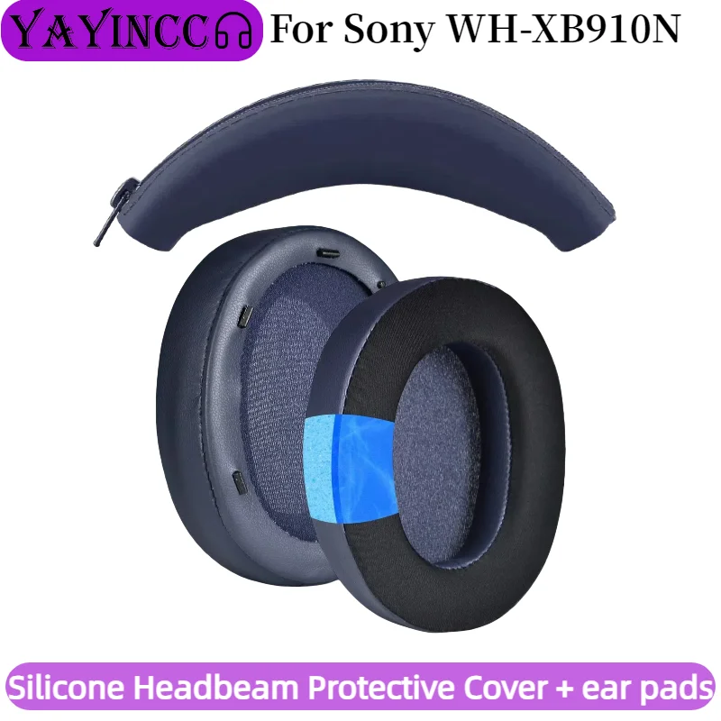 YAYINCC Bezprzewodowe słuchawki SONY WH-XB910N Wymienne żelowe nauszniki z lodem, nauszniki, poduszki na uszy, skórzany pałąk — zdjęcie produktu 3