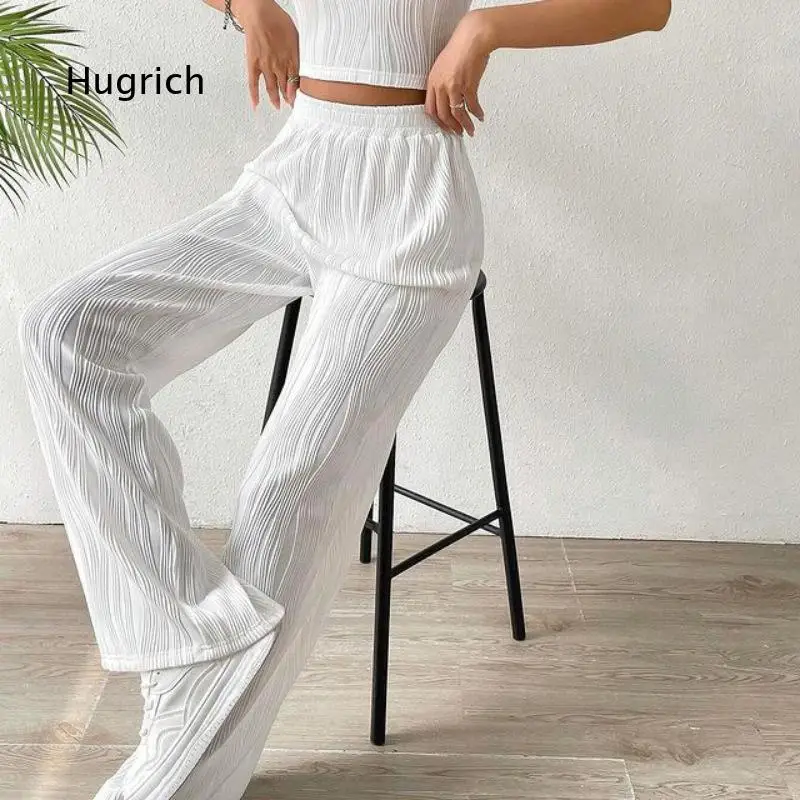 Women High Waist Striped Straight Leg Trousers Relaxed Casual Pants Elegant Office Style Bottoms For Daily Commute Work And Lei