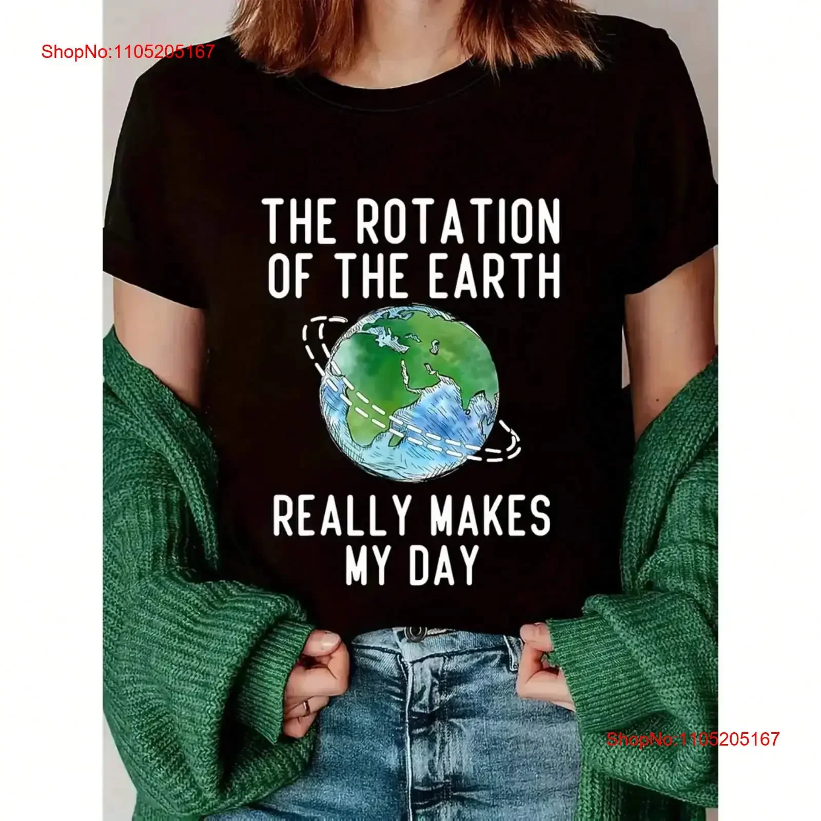Ladies' T shirt The Rotation of Earth Really Makes Me Happy Design vintage Washed designer clothes Comfortable Versatile Soft