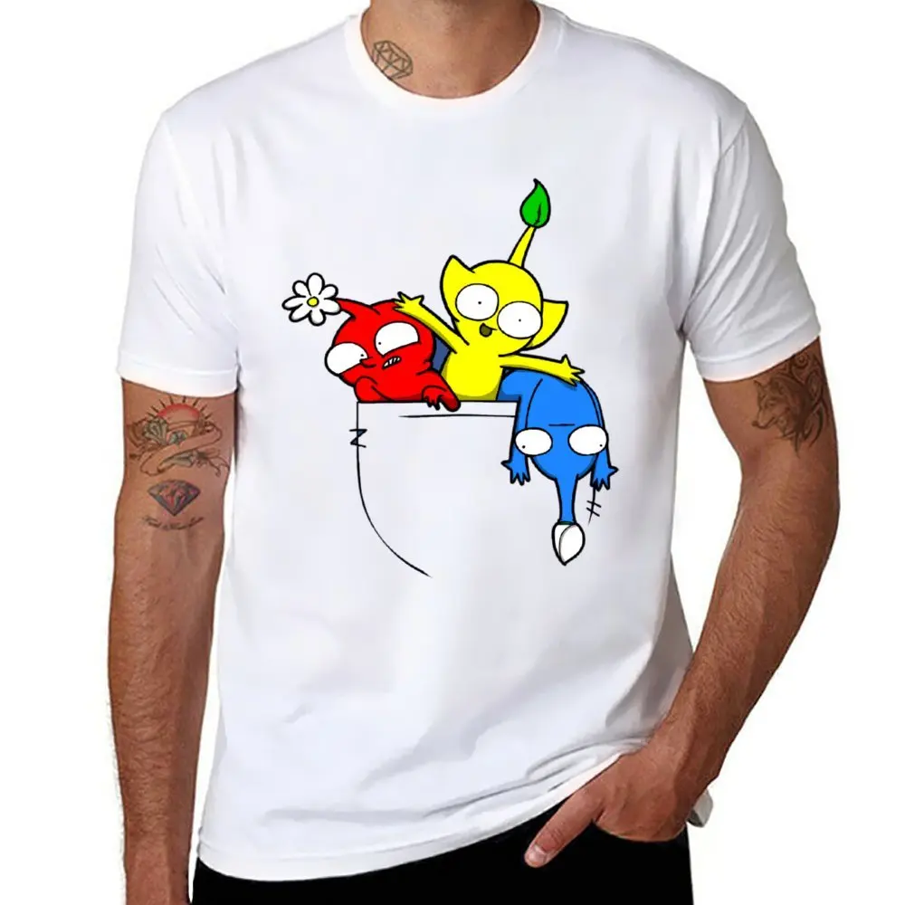 Pocketmin Pikmin T-shirt Harajuku Campaign  Funny Joke Tshirt Graphic Cool Fitness USA Size