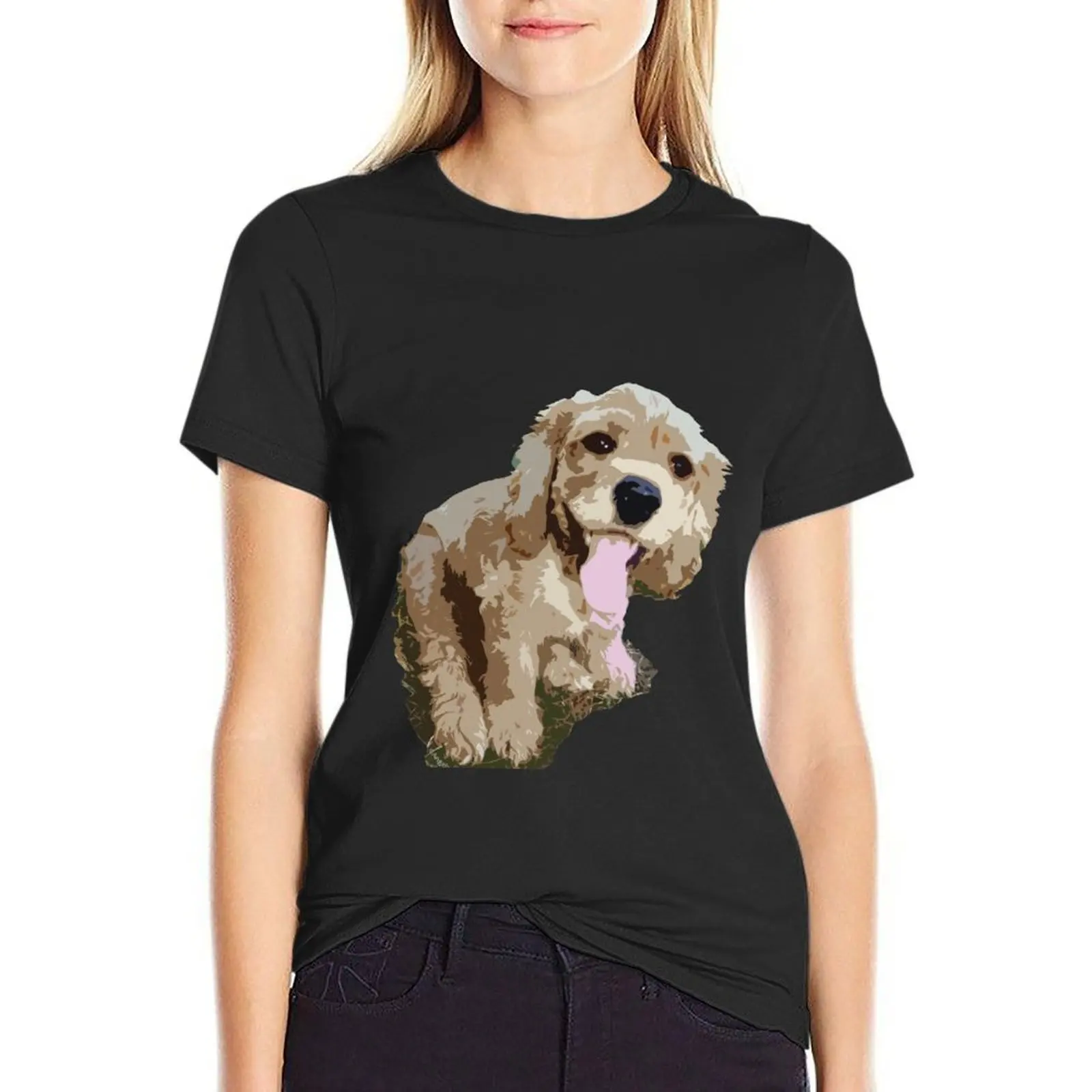 Spaniel Pup Graphic T-Shirt cute tops animal print shirt for girls summer top t-shirt dress for Women sexy