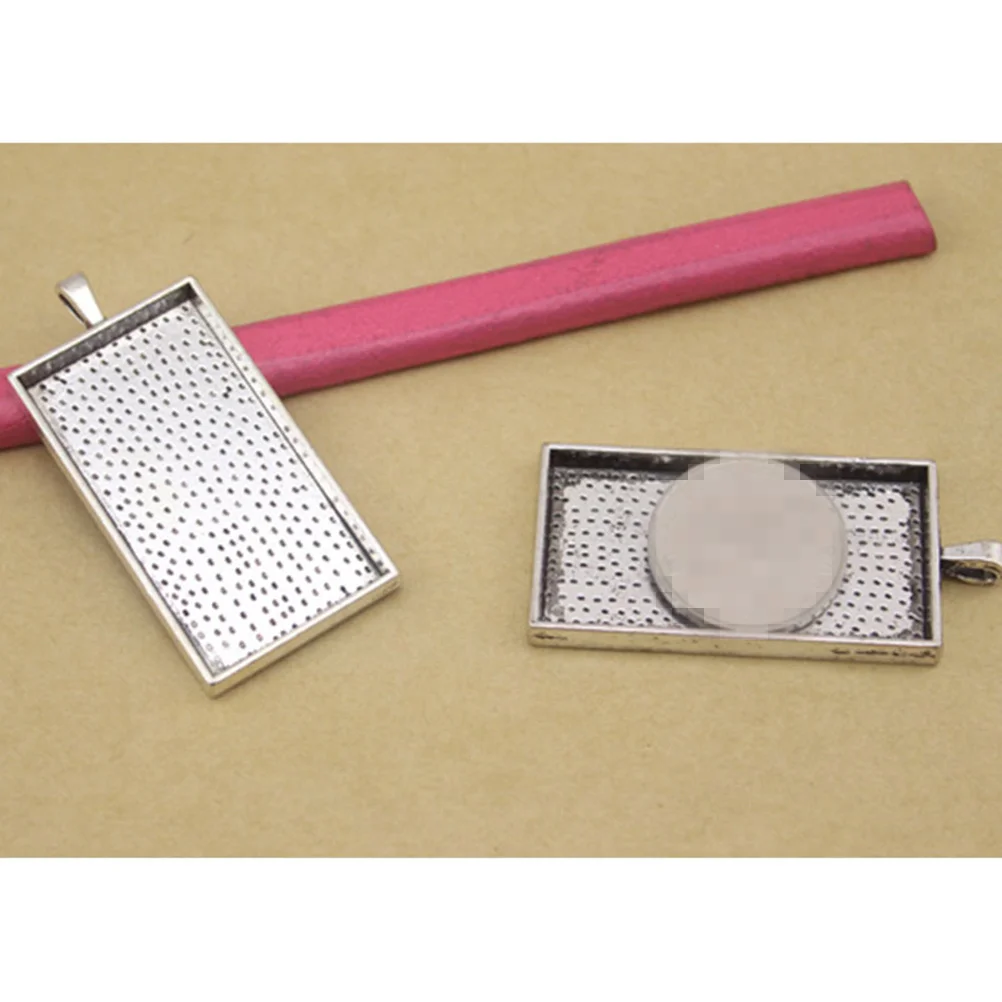 

10Pcs Metal Alloy Pendant Trays 50mm Inner Length 25mm Width 4mm Bore Diameter for Custom Jewelry Making Pendant Trays