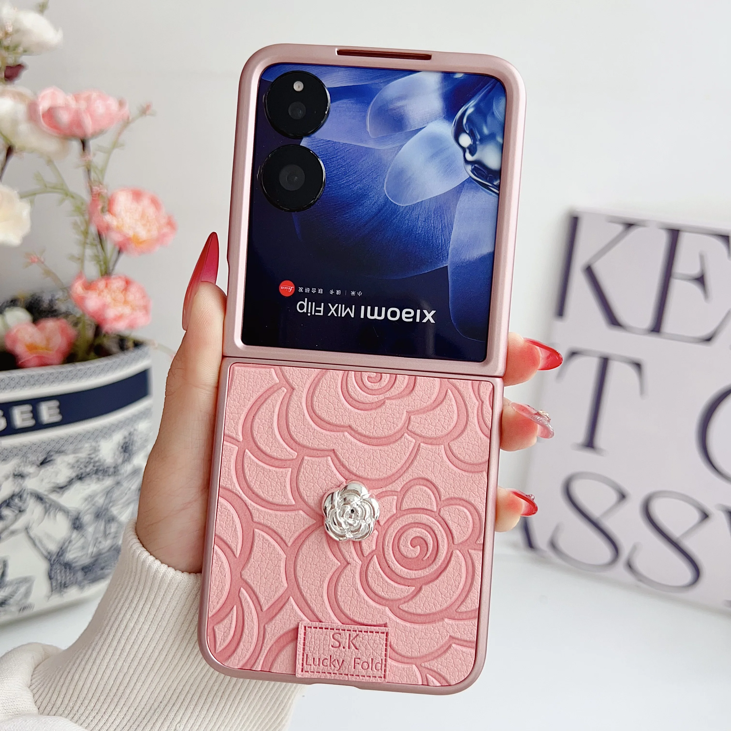 Camellia Pattern Phone Case For XiaoMi Mix Flip PC Hard Shell Protective Back Cover