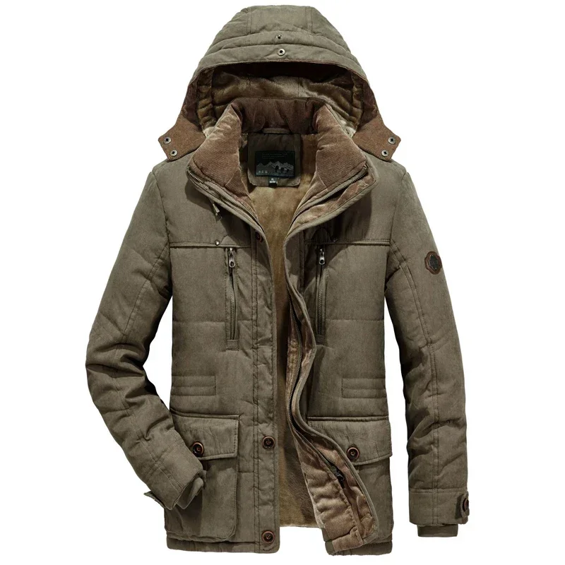 

Fleece Men Parka Men's Coats Men's Leisure Velvet Thick Warm Coat New Hat Windbreakers Waterproof Hooded Men Outdoor Jacket