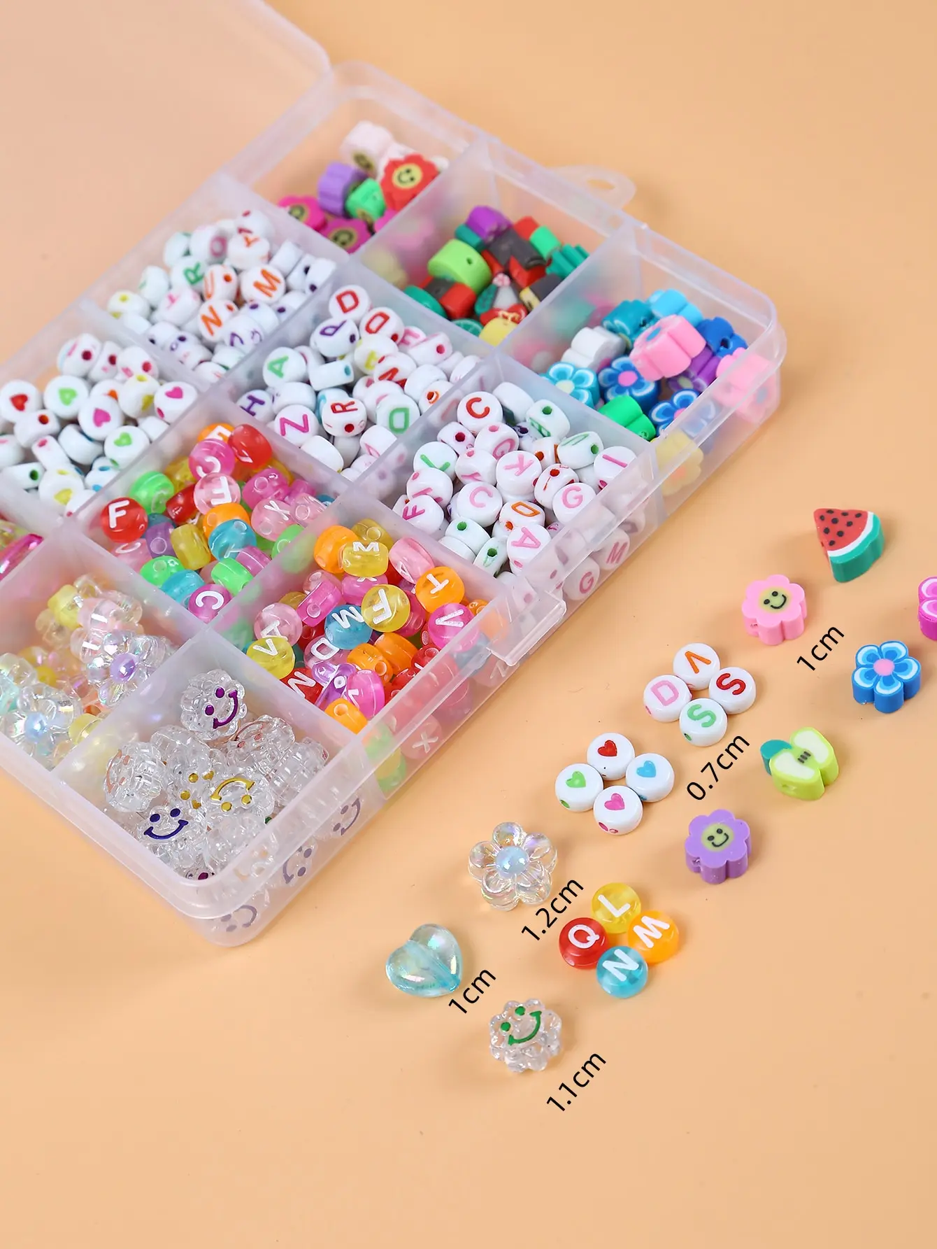 1 set star flower letter heart smile face beads for jewelry making kit