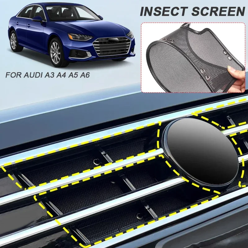 Penutup pelindung udara masuk anti serangga mobil untuk AUDI A3 8V 8Y A4 8W A5 8W6 A6 4G 4K QUATTRO 2016-2026 Aksesori jaring sisipan Airin