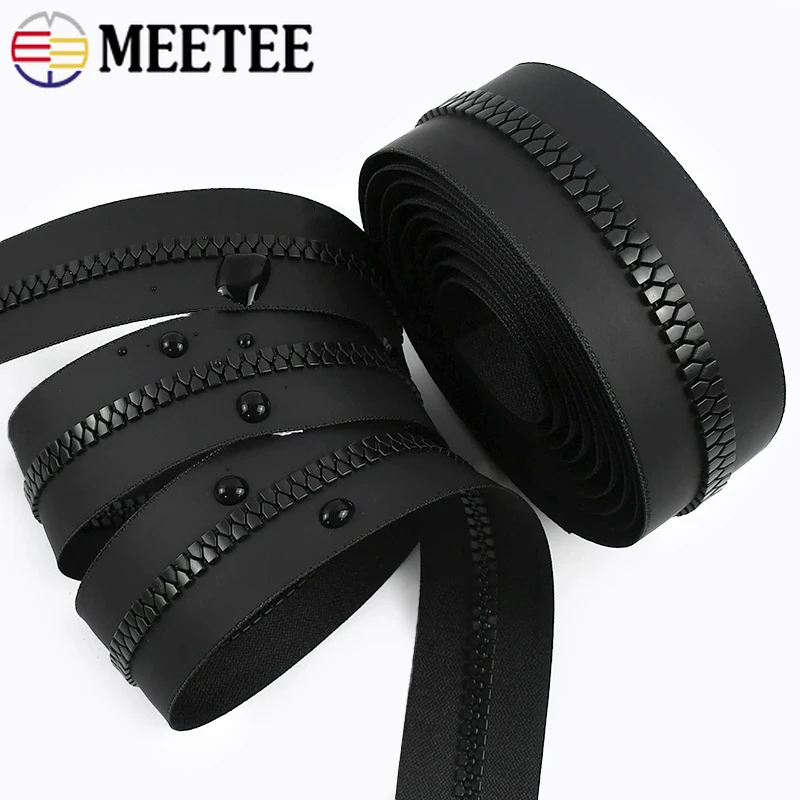 

1-5M 5# 8# Waterproof Sewing Zippers Tape Black Invisible Resin Zipper By Meters Tent Jacket Bag Zip Repair Kit DIY Accessories