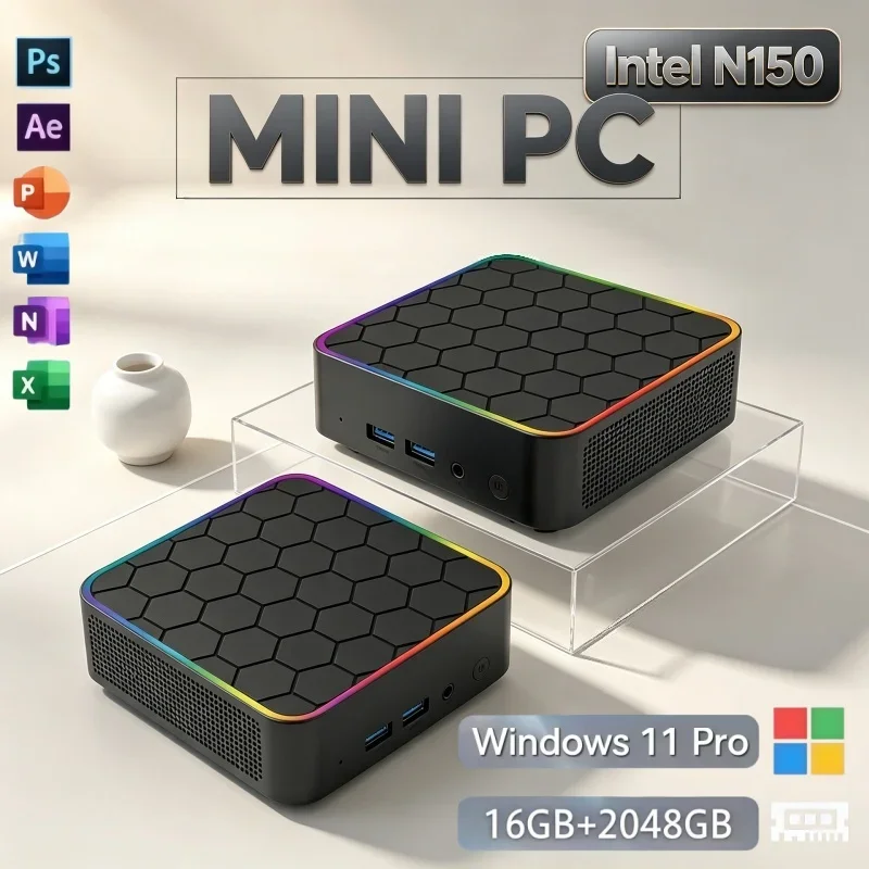 2026 New Arrival Mini PC Intel N150 Win11 16GB RAM 2TB SSD WiFi 6 Bluetooth 5.2 Micro PC For Daily Computing Tasks