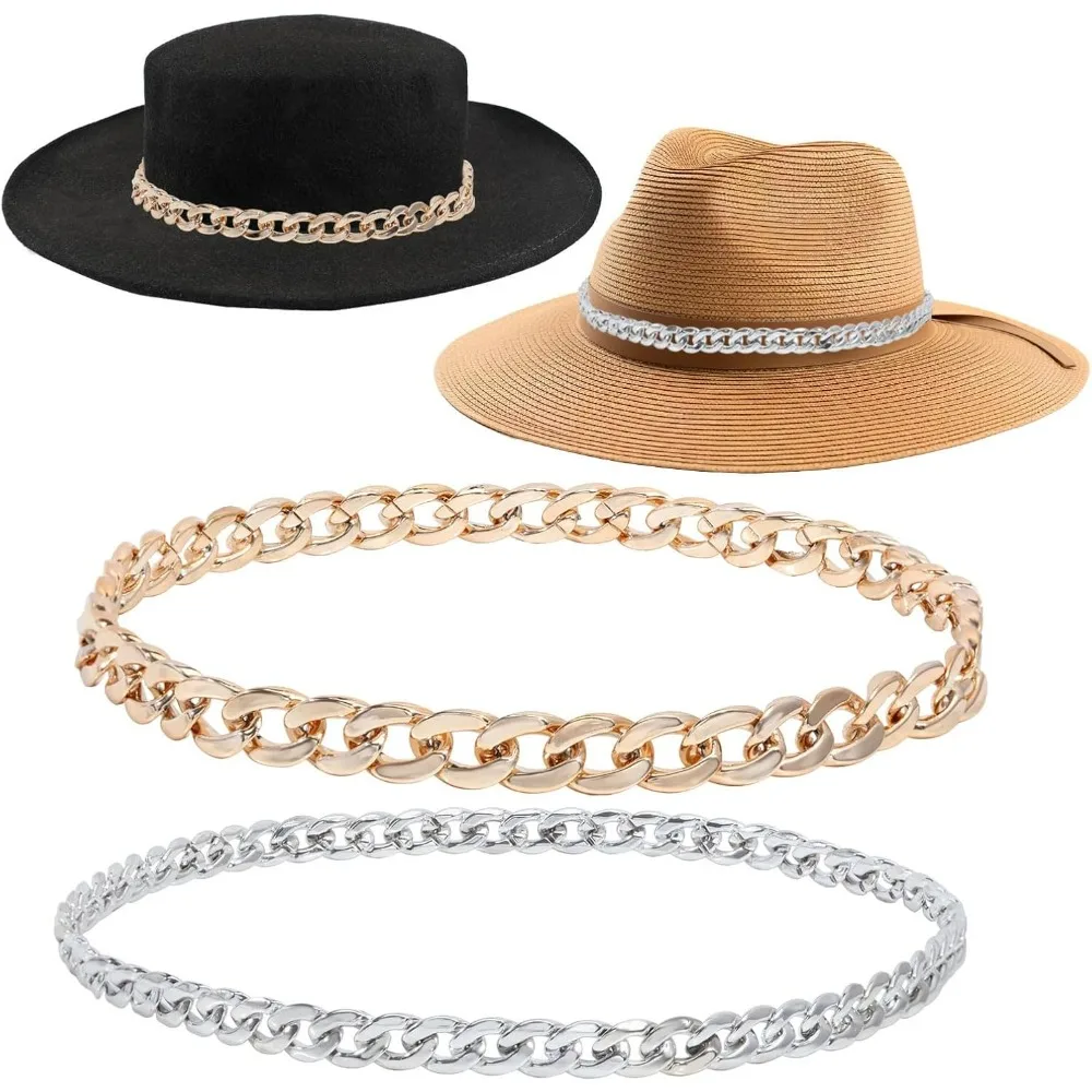 2pcs Hat Chain Belt Bands for Cowboy Classic Belt Panama Straw Western Replaceable Costume Headwear