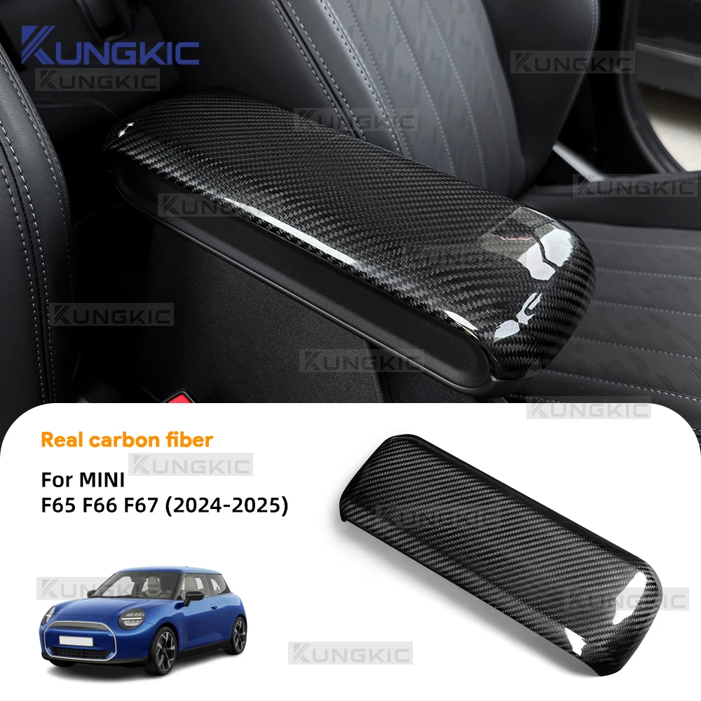 

Hard Real Carbon Fiber for BMW Mini Cooper S F65 F66 F67 2024 2025 Car Armrest Box Cover Frame Sticker Interior Styling