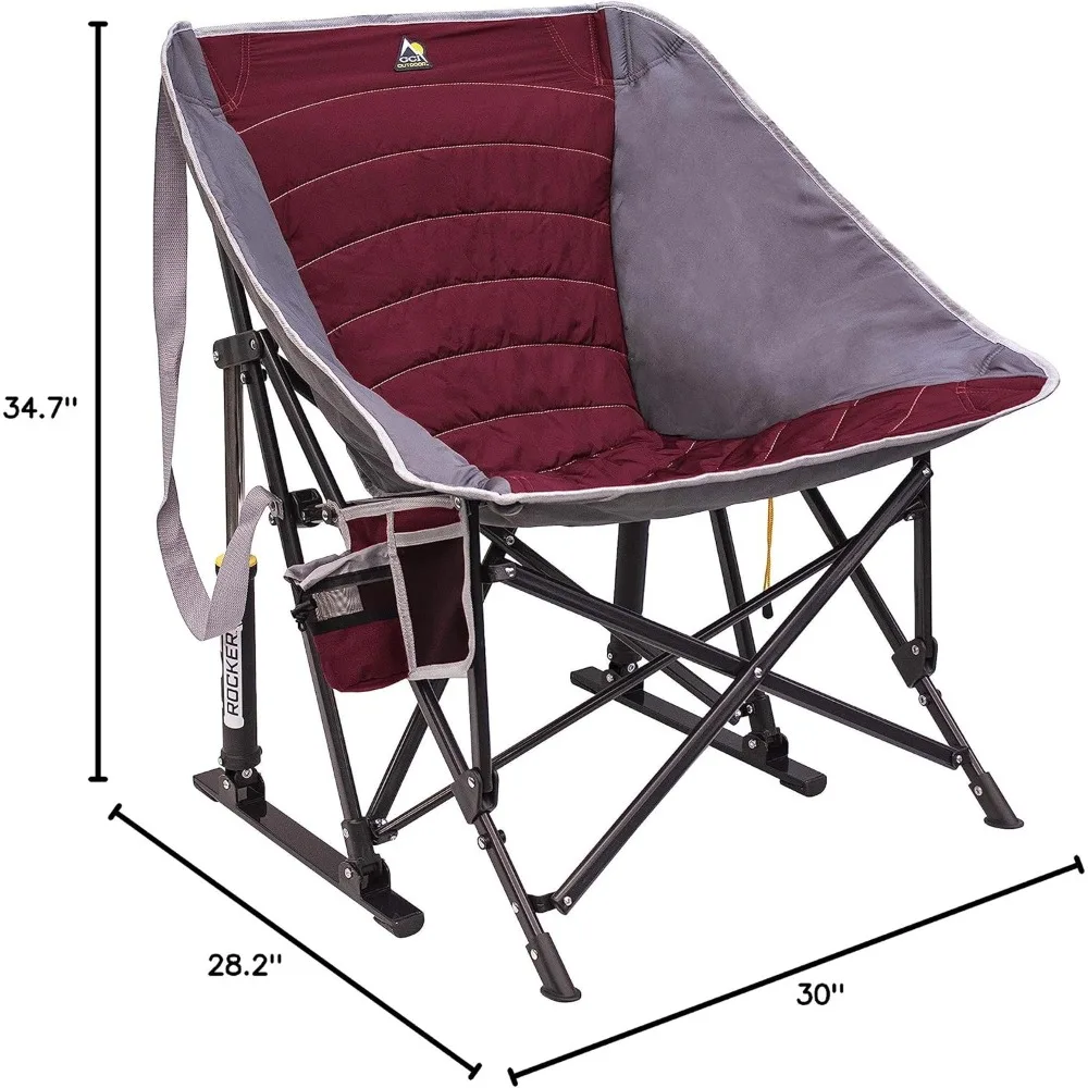 كرسي هزاز محمول للاسترخاء والتخييم في الهواء الطلق، GCI Outdoor MaxRelax Pod، أحمر